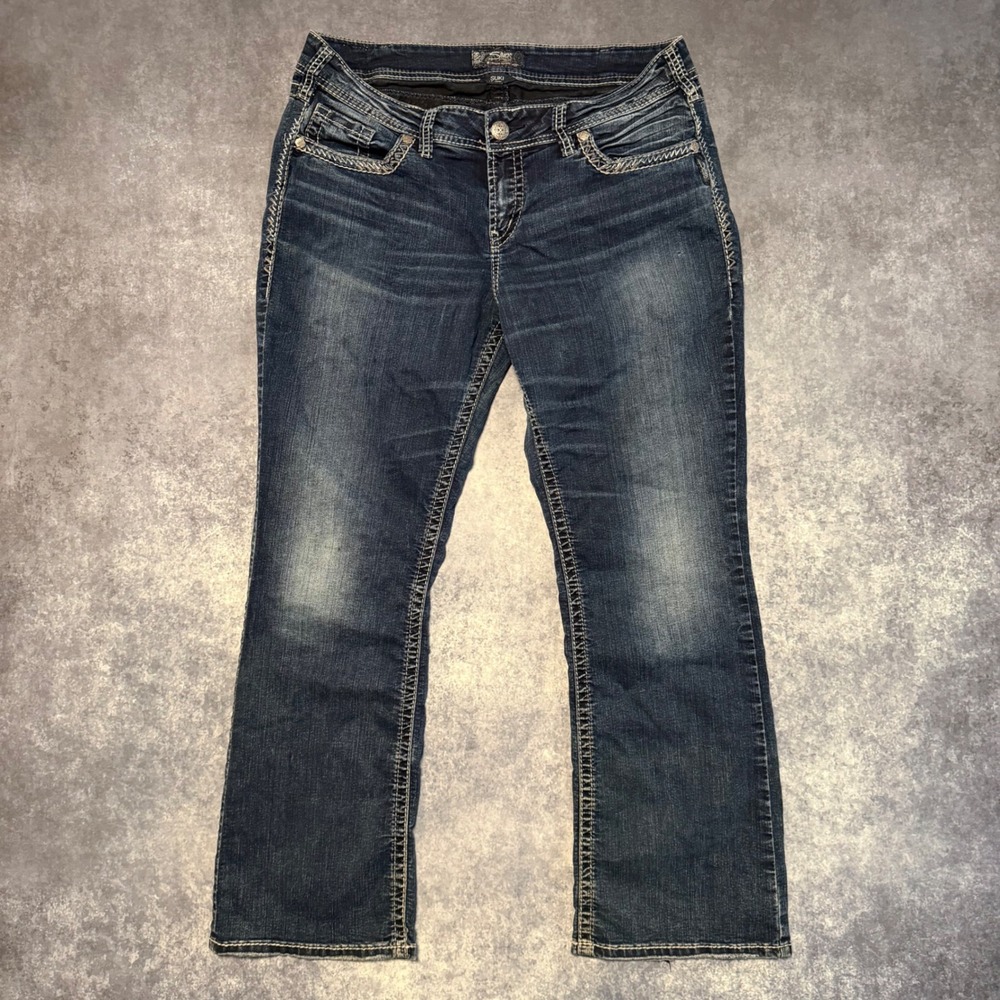 Silver Jeans Co Suki Mid Bootcut Jeans Womens 31x31 Dark Wash Contrast Stitch